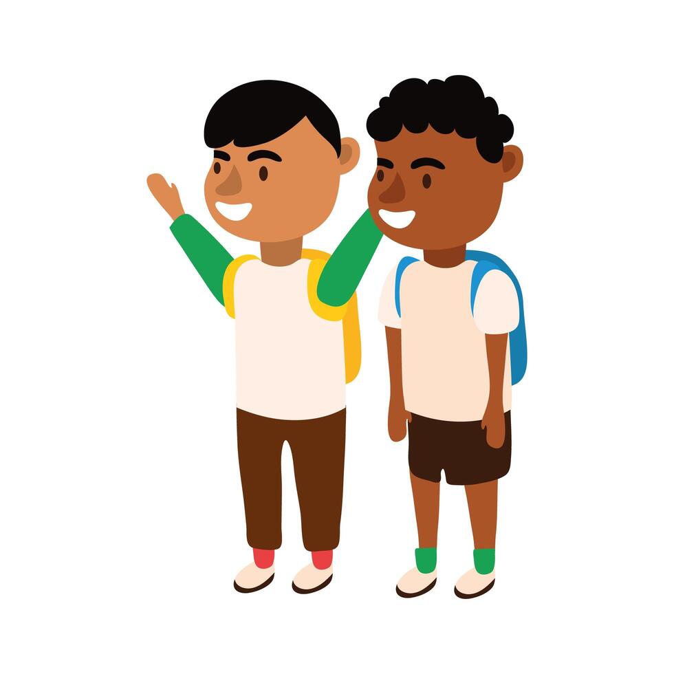 interracial little students boys avatars characters vector