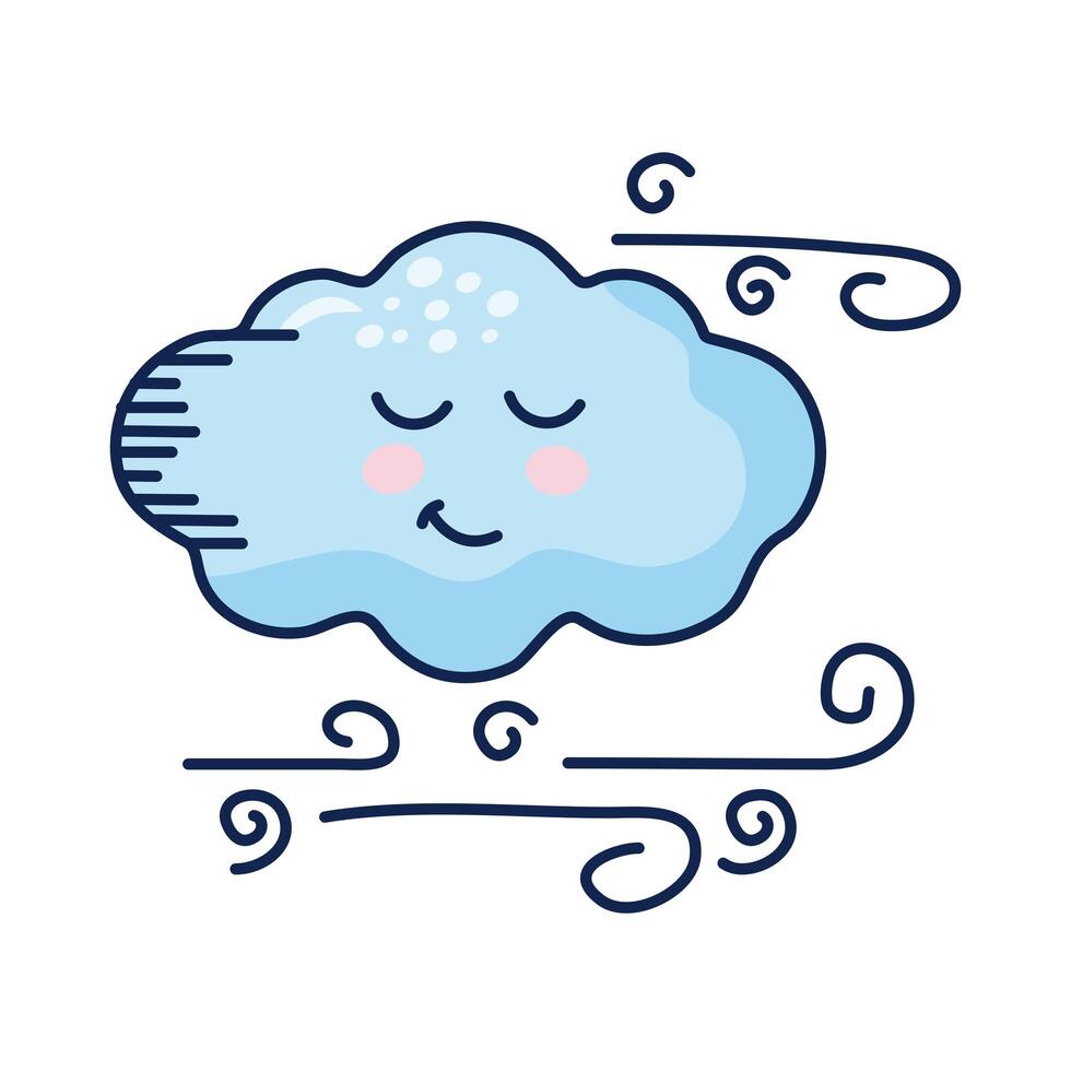 kawaii cloud with air weather comic character vector