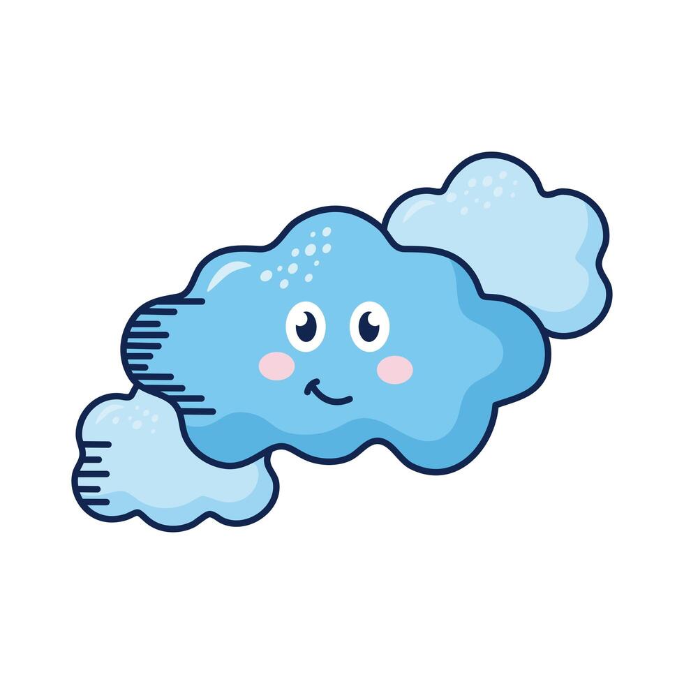 kawaii clouds comic characters vector