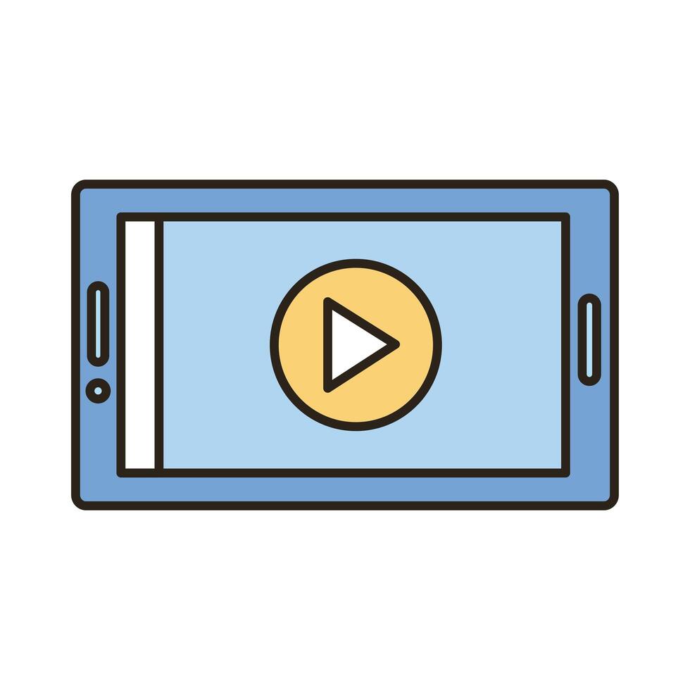 smartphone with play button line and fill style icon vector