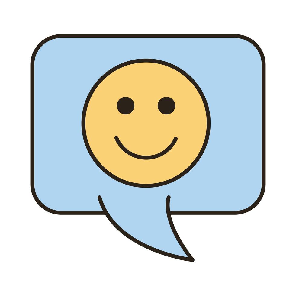 speech bubble with smiling emoji line and fill style icon vector