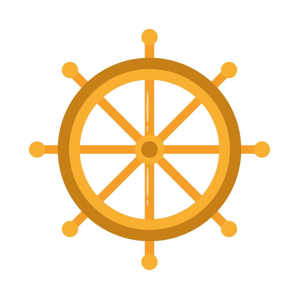 icono de estilo plano de barco de timón vector