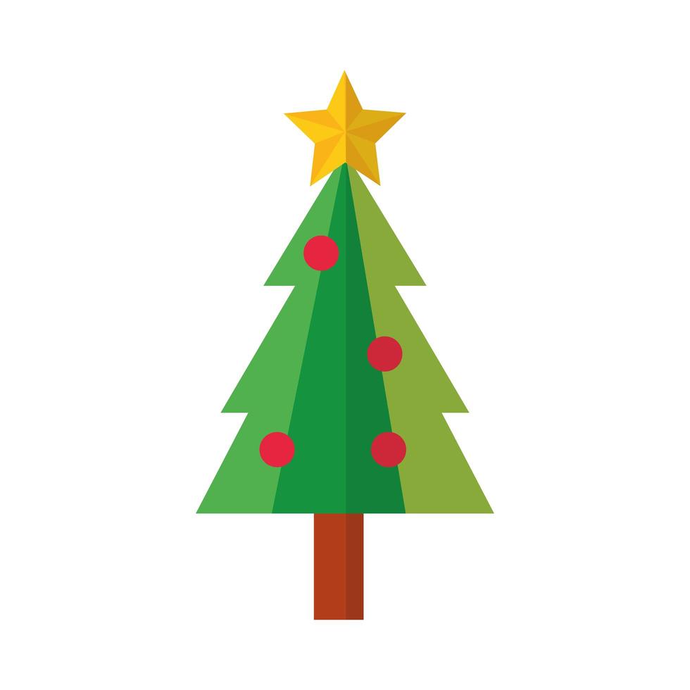 icono de estilo plano de árbol de pino de feliz navidad vector