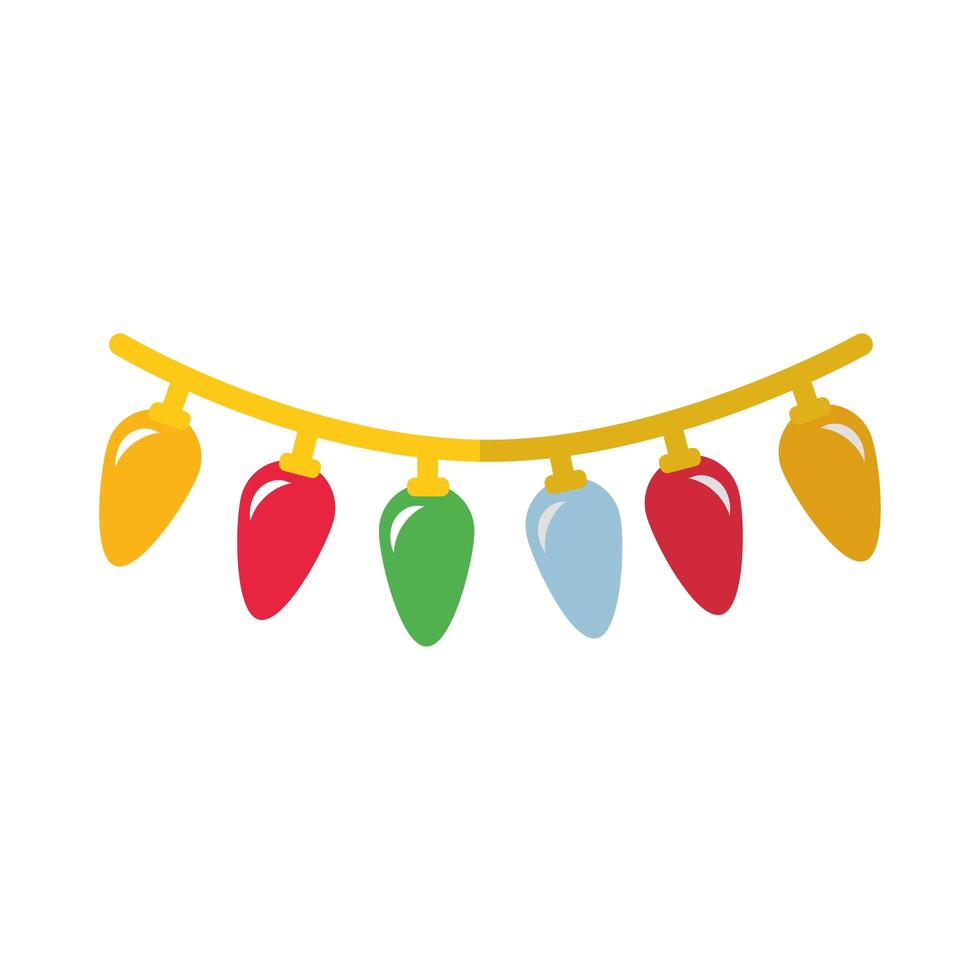 merry christmas lights flat style icon vector