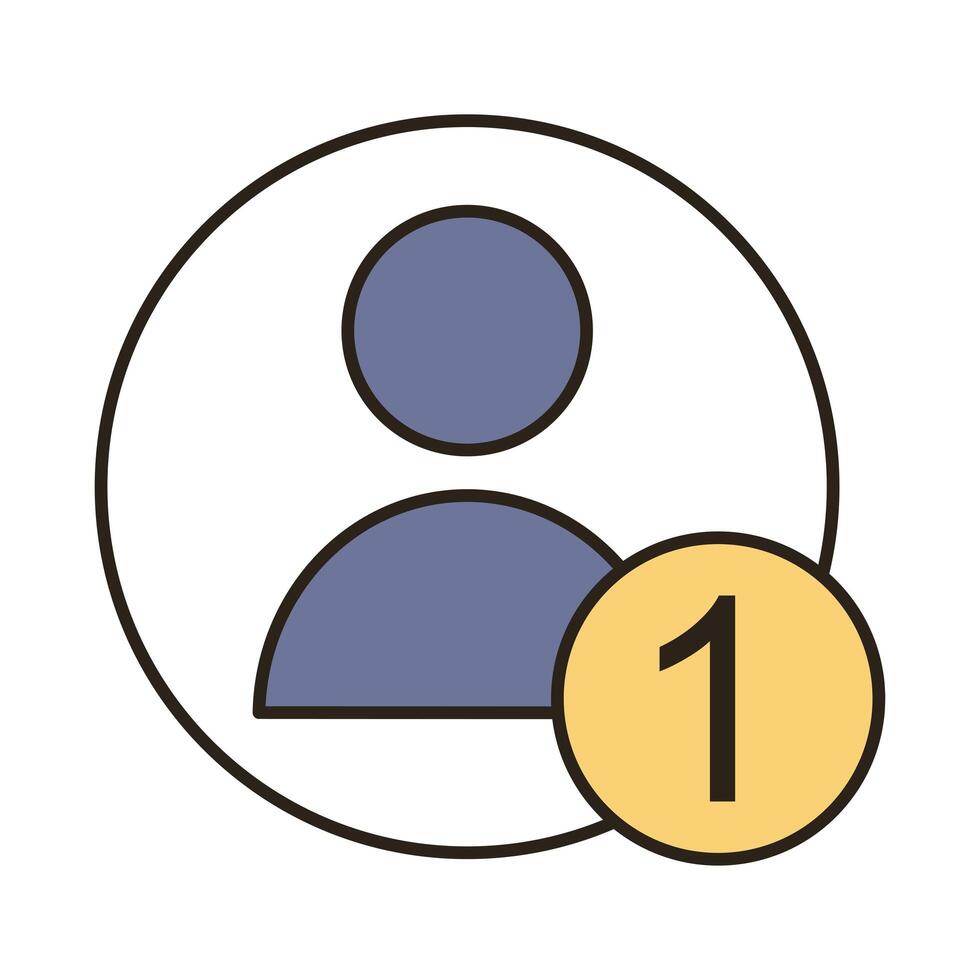 profile avatar with number one line and fill style icon vector