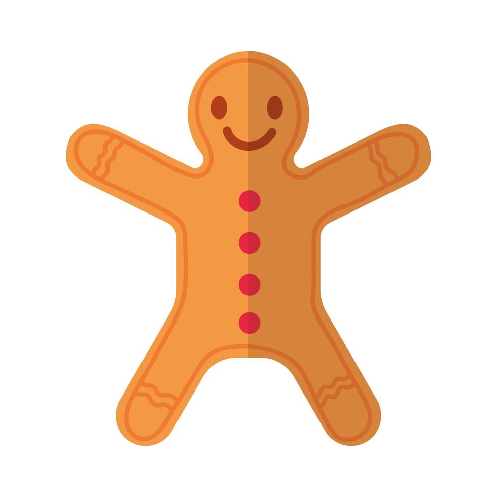 icono de estilo plano de galleta de jengibre de feliz navidad vector