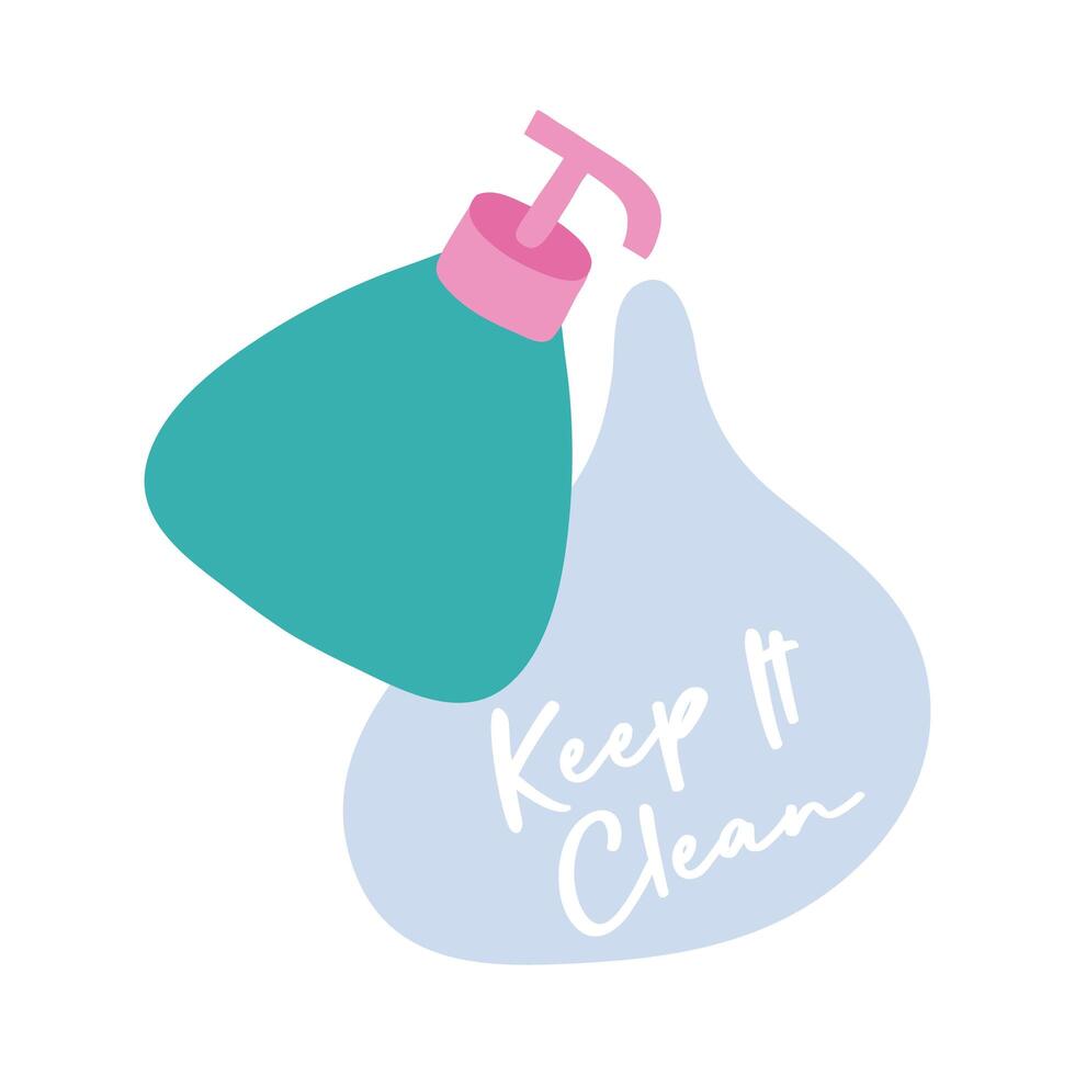 keep it clean campaign lettering with bottle flat style icon illustration design vector