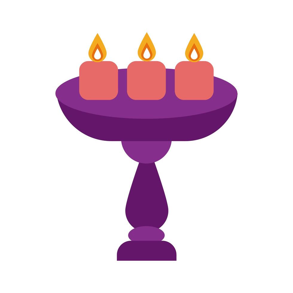 diwali candles on large holder flat style icon vector