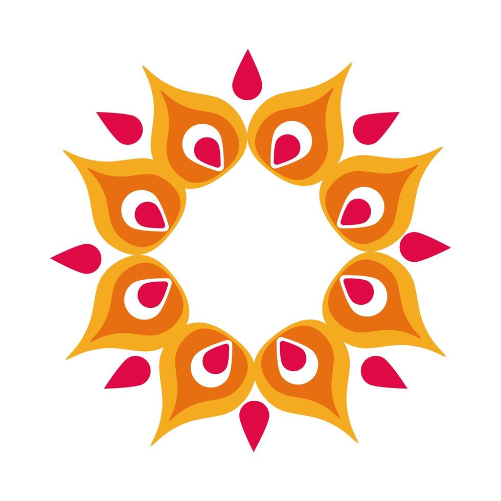 diwali flower petals decoration flat style icon vector