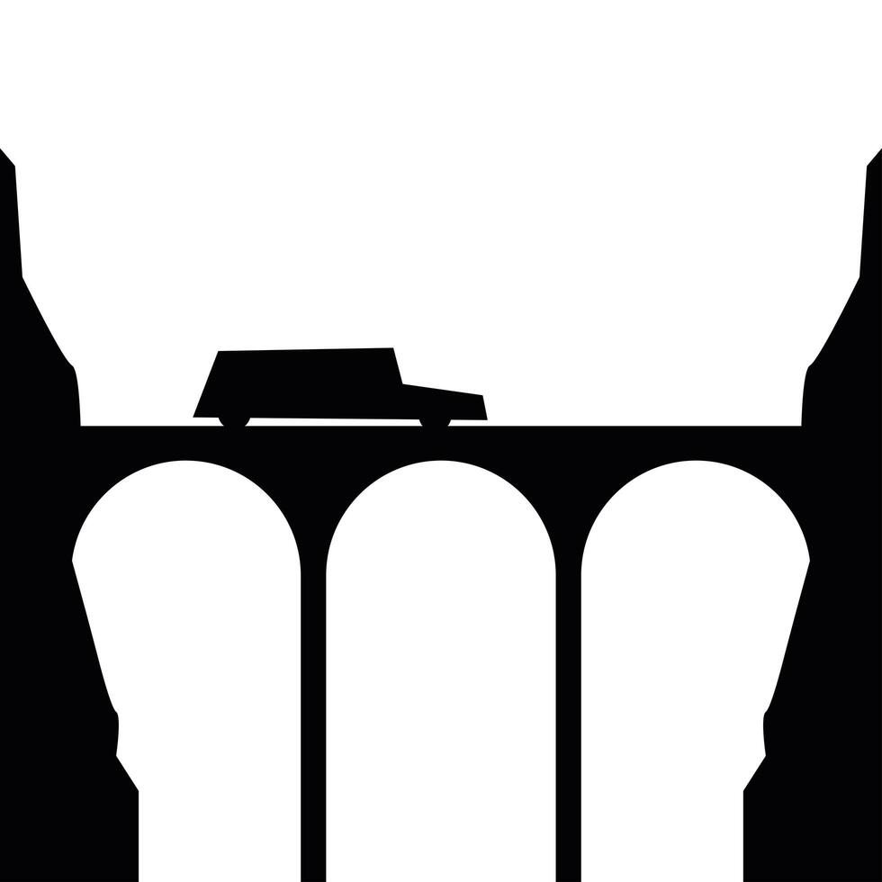 silhouette car on bridge vector design