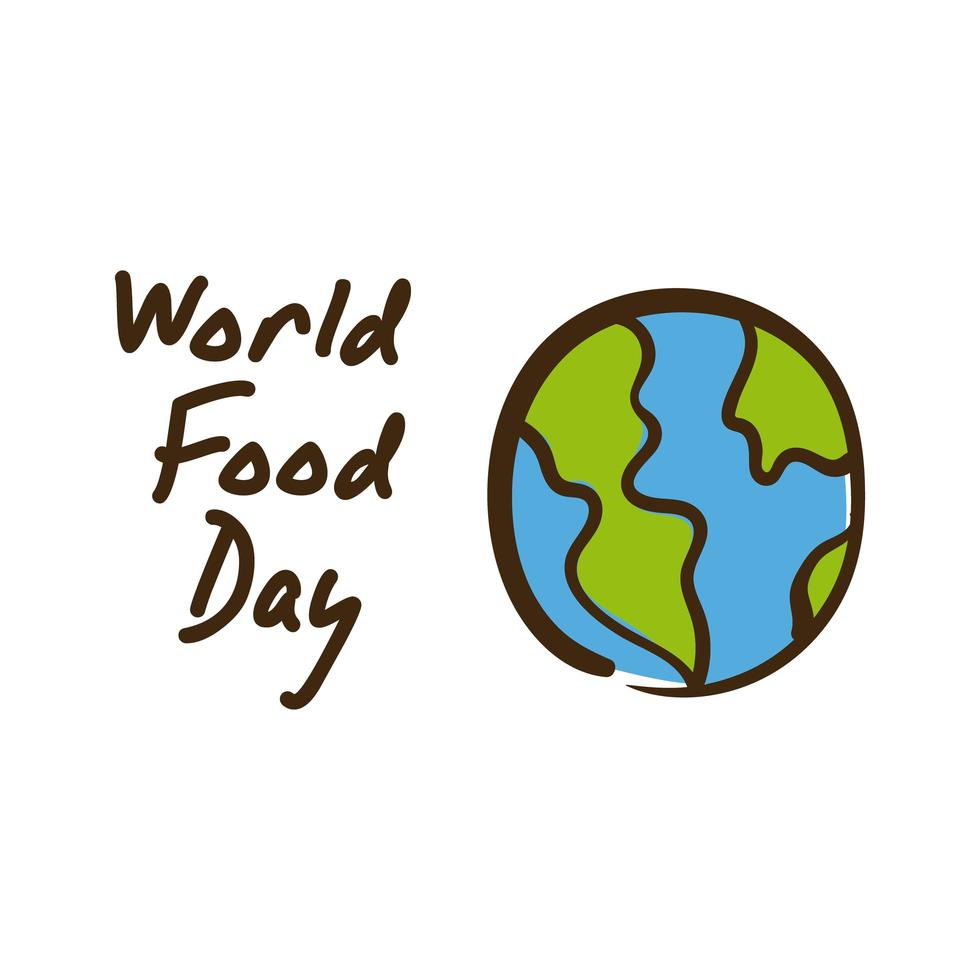 world food day celebration lettering with planet earth flat style vector