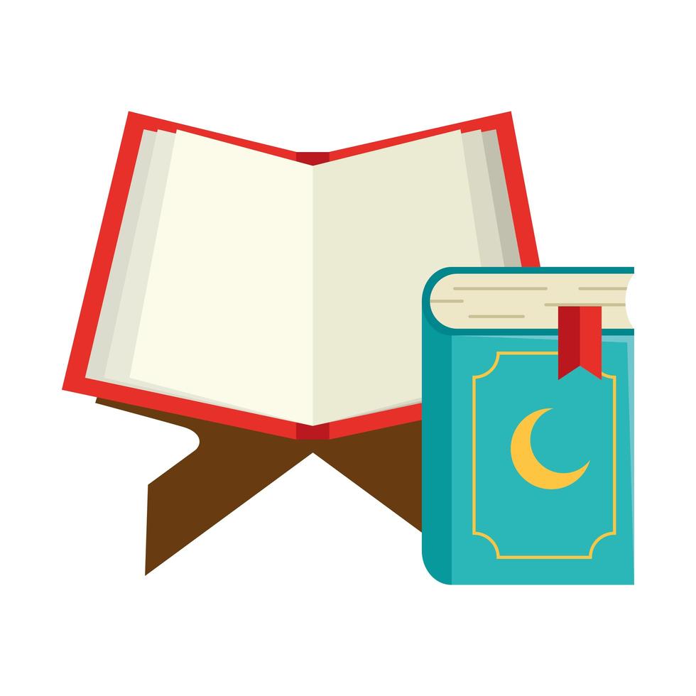 holy books of koran on the stand, muslim holiday, ramadan kareem concept vector