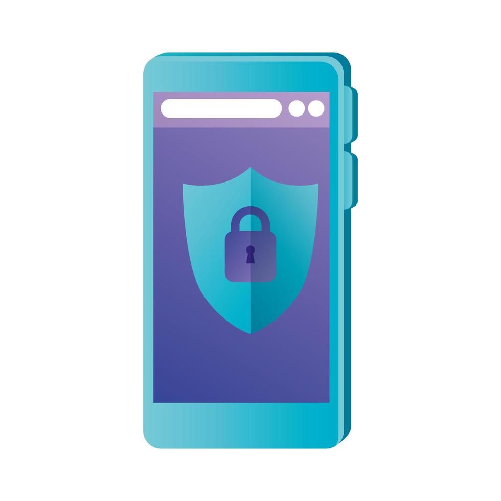 Isolated smartphone and padlock shield vector design