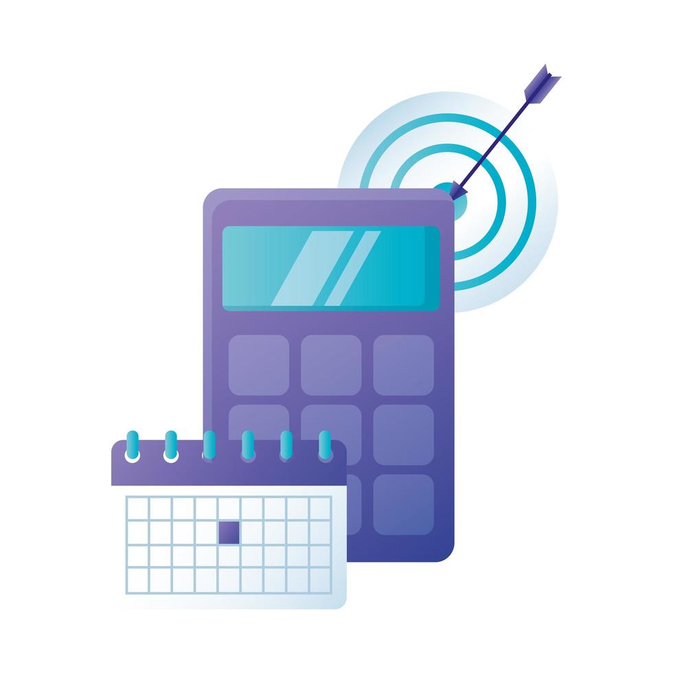 Isolated calculator target and calendar vector design