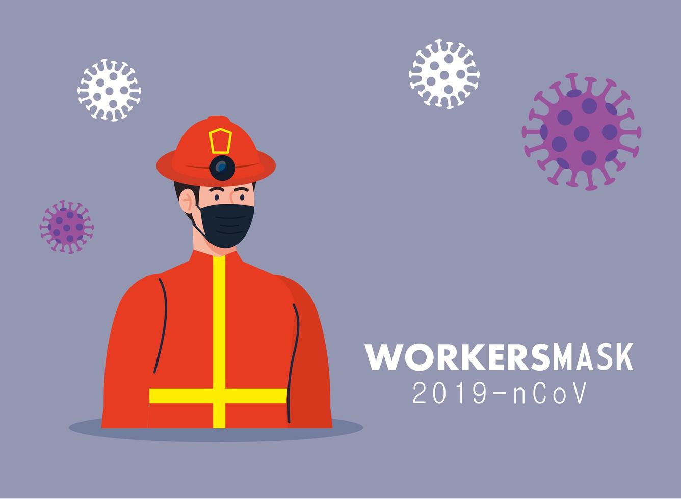firefighter man with helmet and worker mask vector design