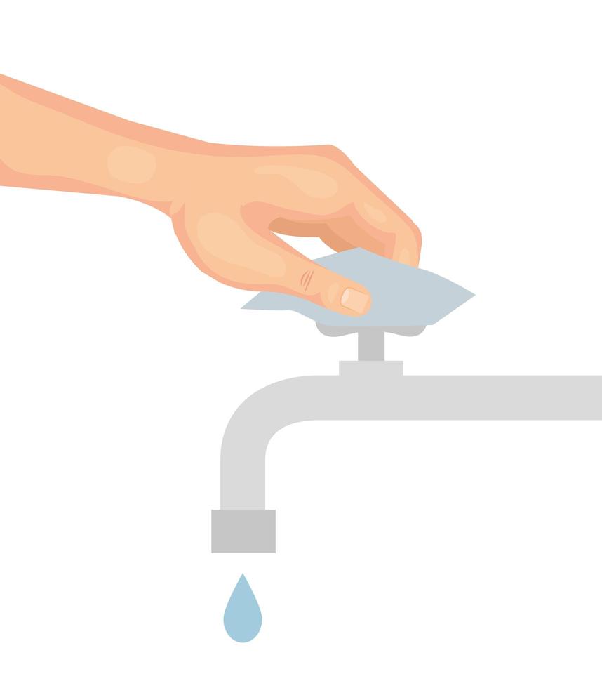 hand with water tap vector design