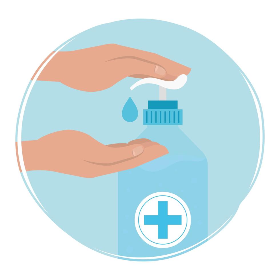 Hands sanitizer bottle and hand vector design