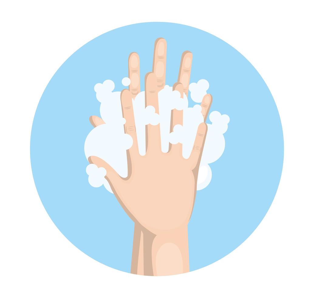 Hands washing with soap vector design