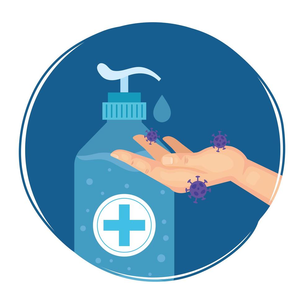 Hands sanitizer bottle and hand vector design