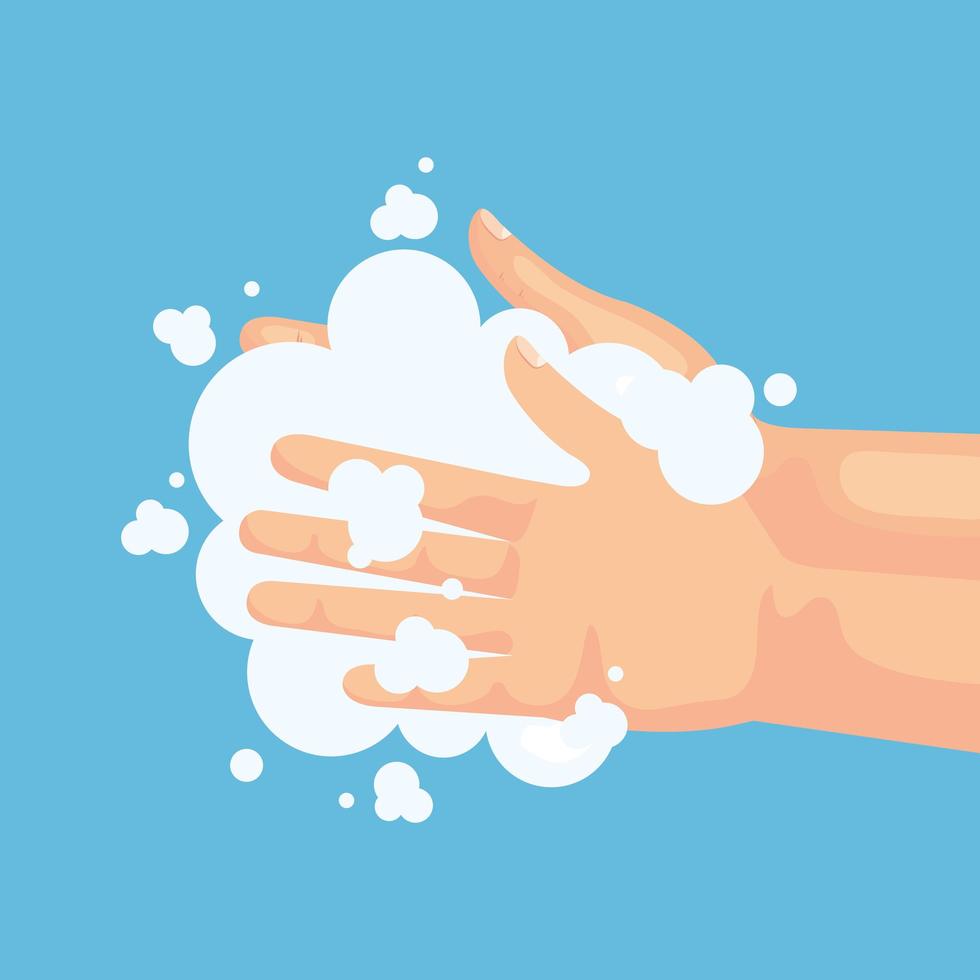 Hands washing with soap vector design