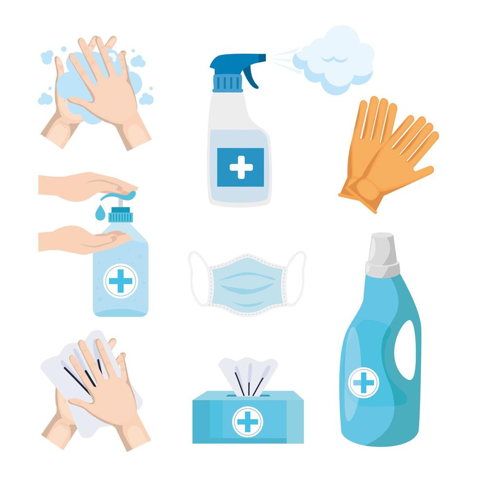 Disinfects icon set vector design