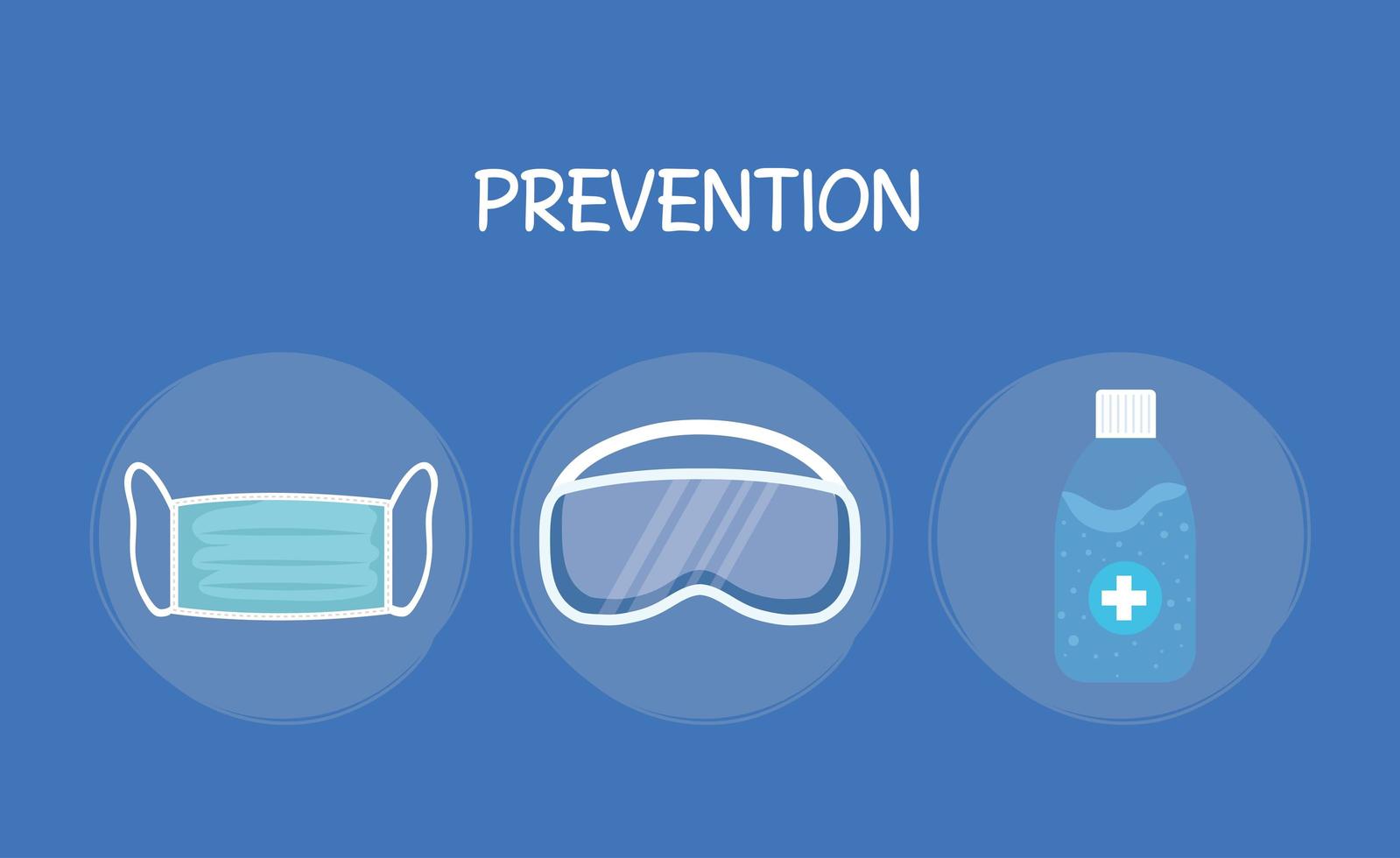 Hands sanitizer bottle medical mask and glasses vector design