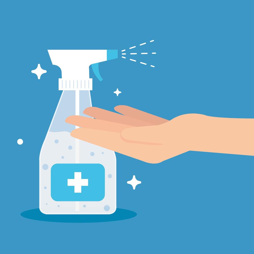 Hand and sanitizer bottle vector design