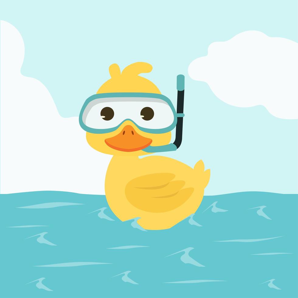 Funny yellow duck bird vector