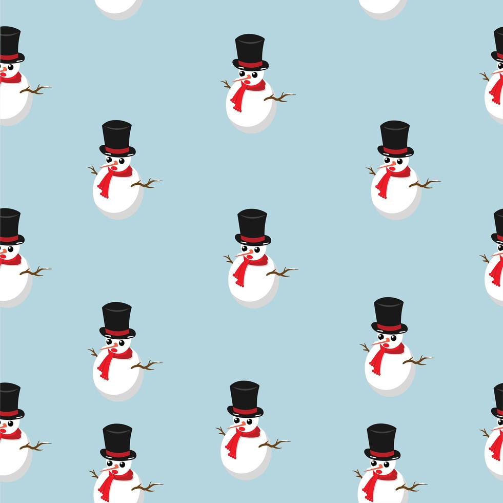 fondo de patrón de vector de muñeco de nieve