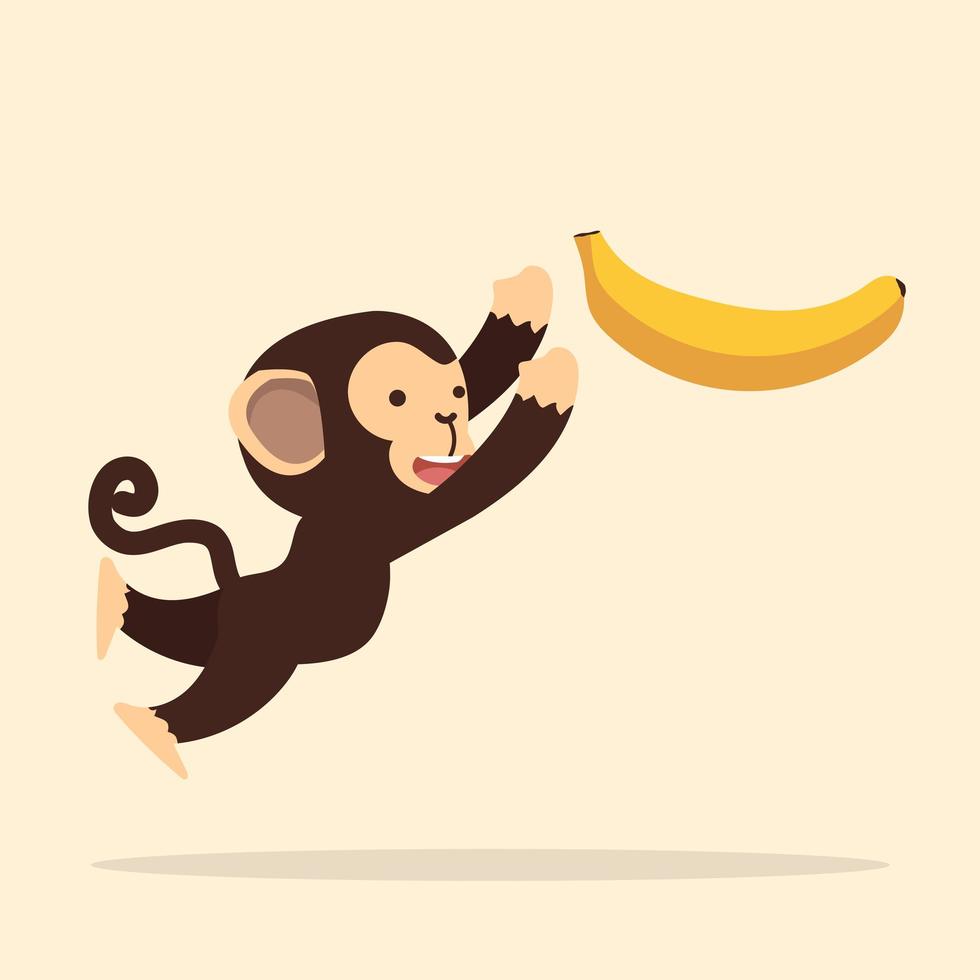 Cute monkey jumping with a banana vector