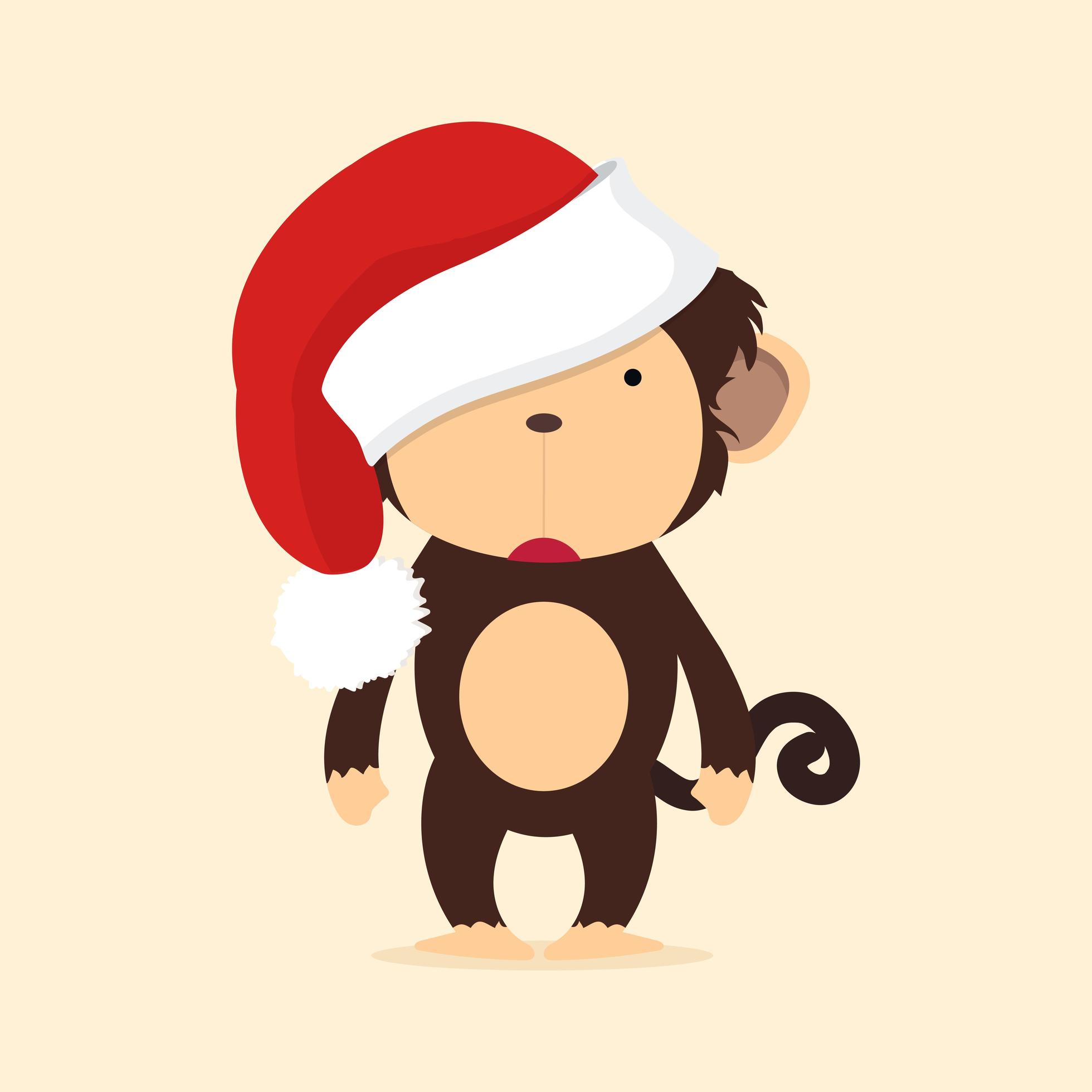Cute monkey with Santa hat 1891292 Vector Art at Vecteezy