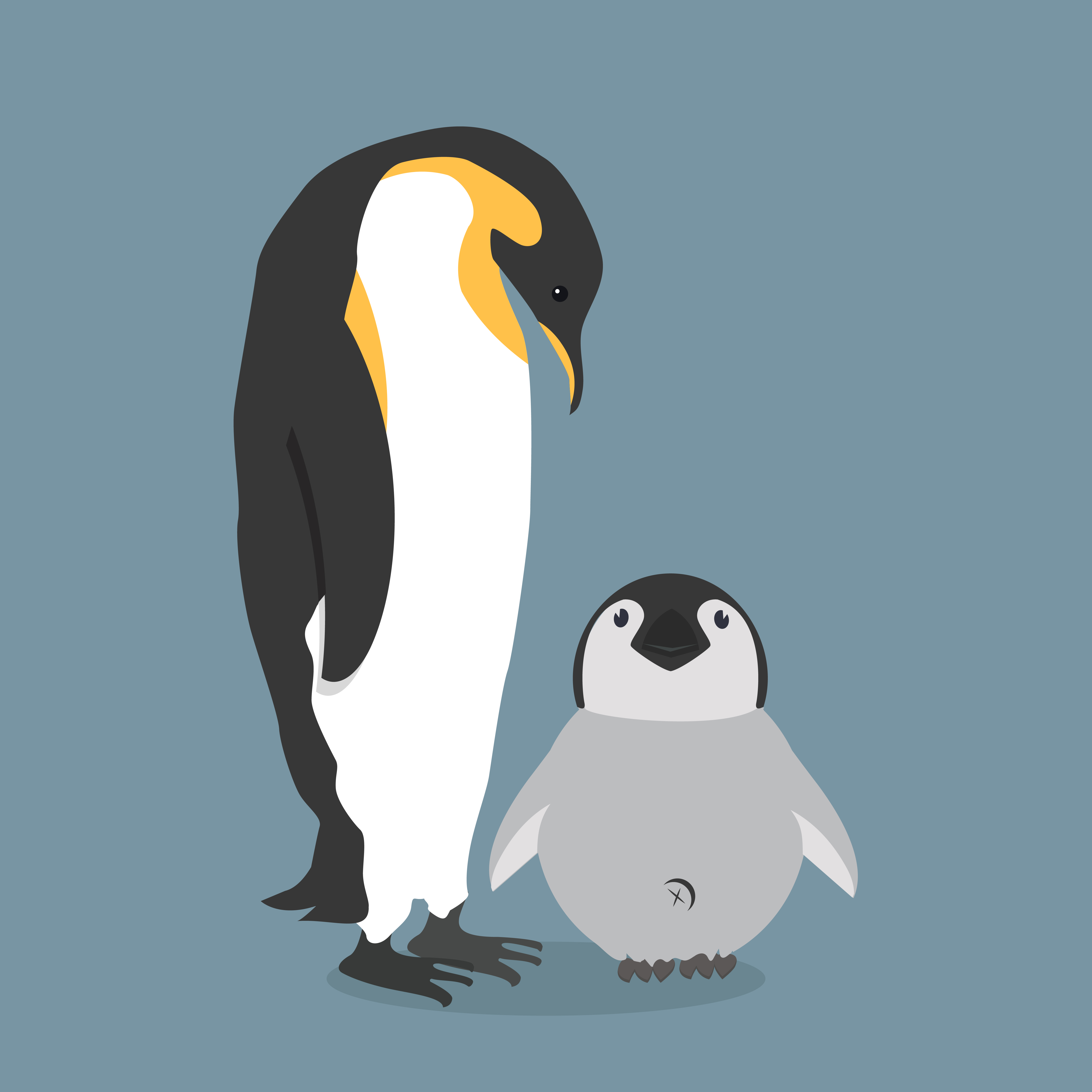 Mommy And Baby Vector Design Images, Cute Mommy And Baby Penguin