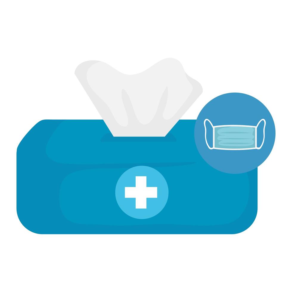 Isolated tissues box with mask vector design