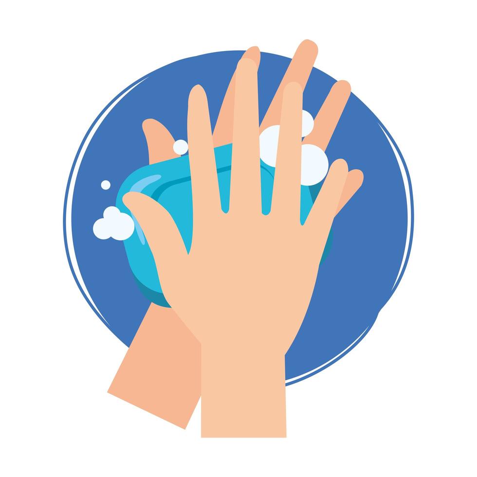 Isolated hands washing with soap bar vector design