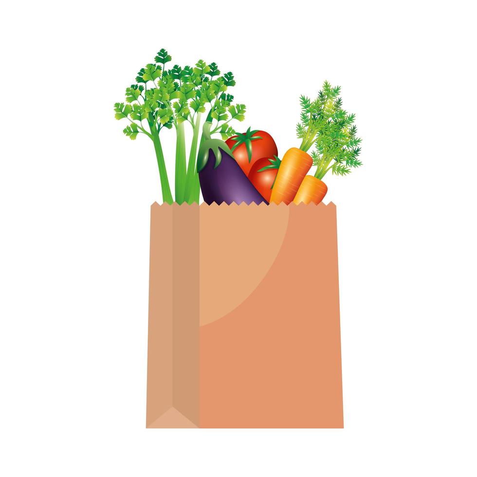 Vegetables inside bag vector design