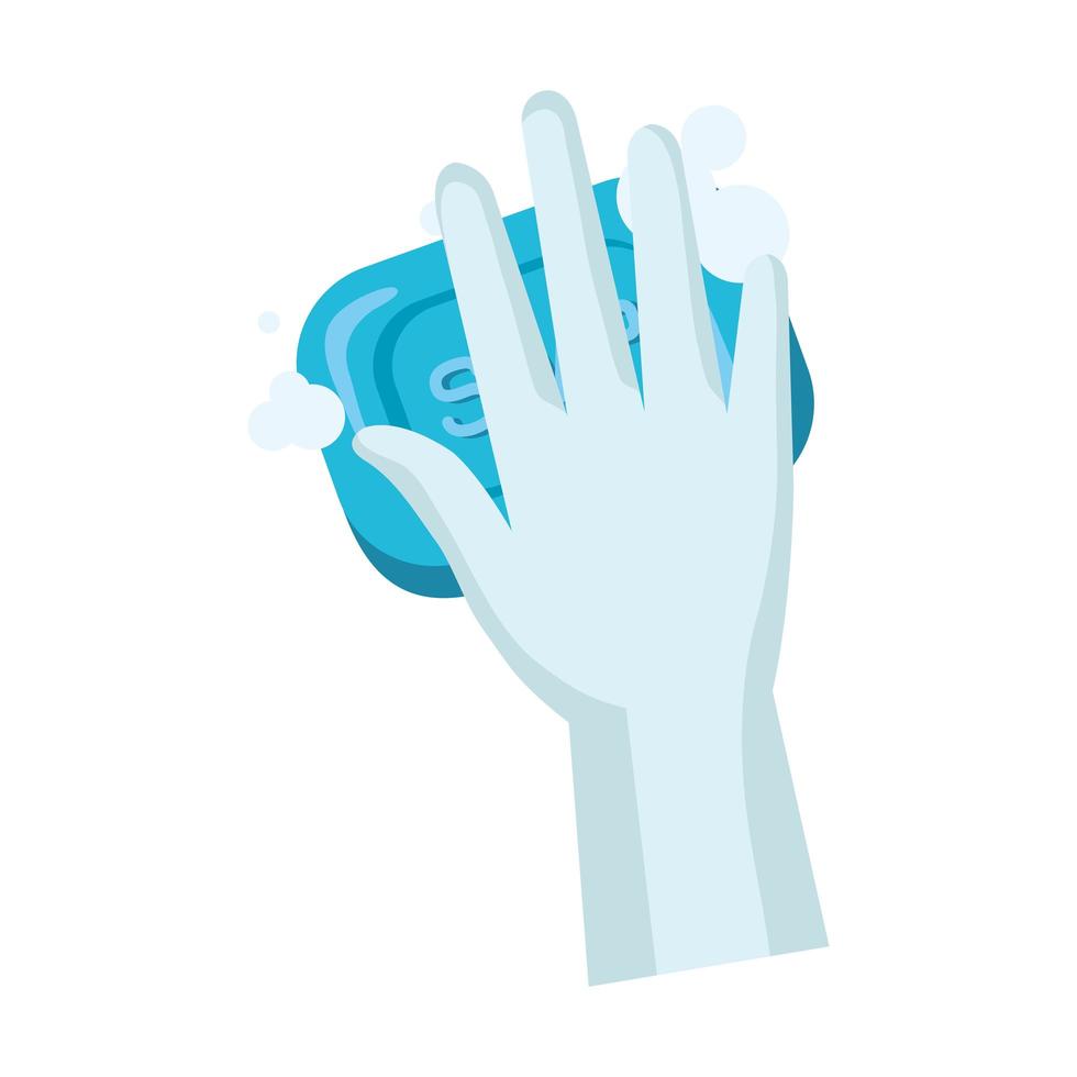 glove with soap bar vector design