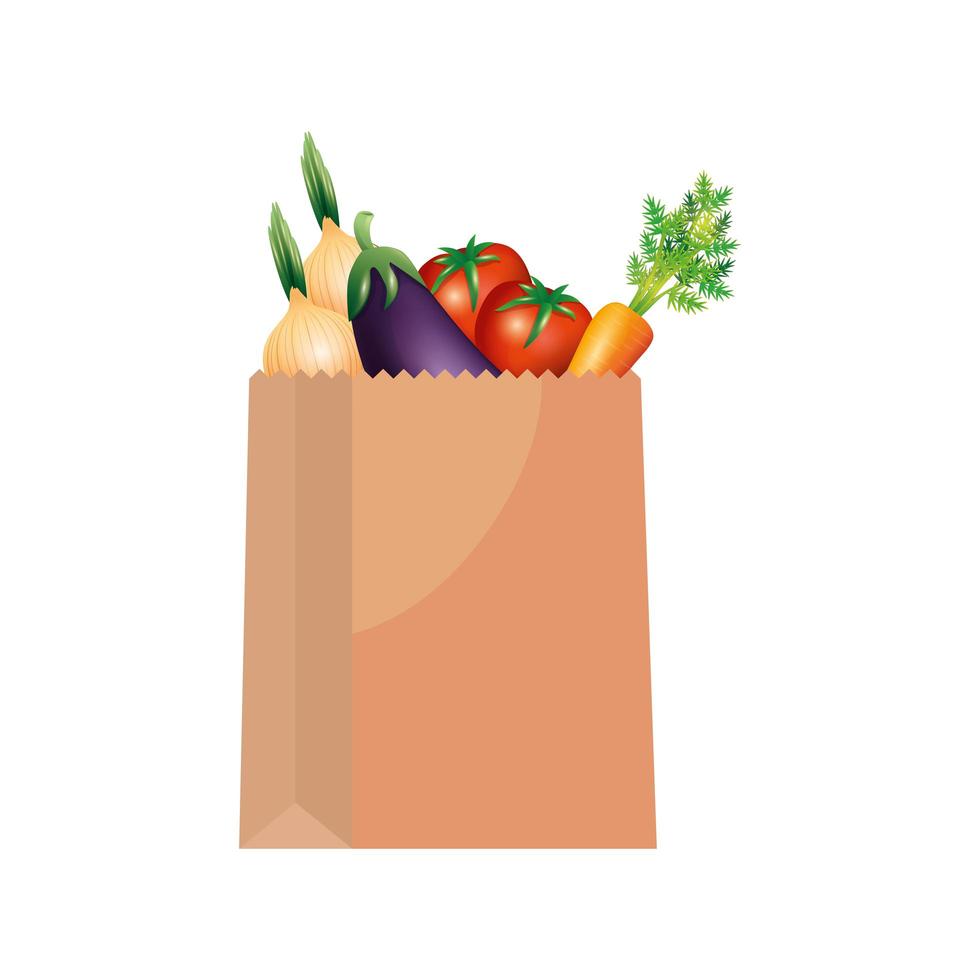 Vegetables inside bag vector design