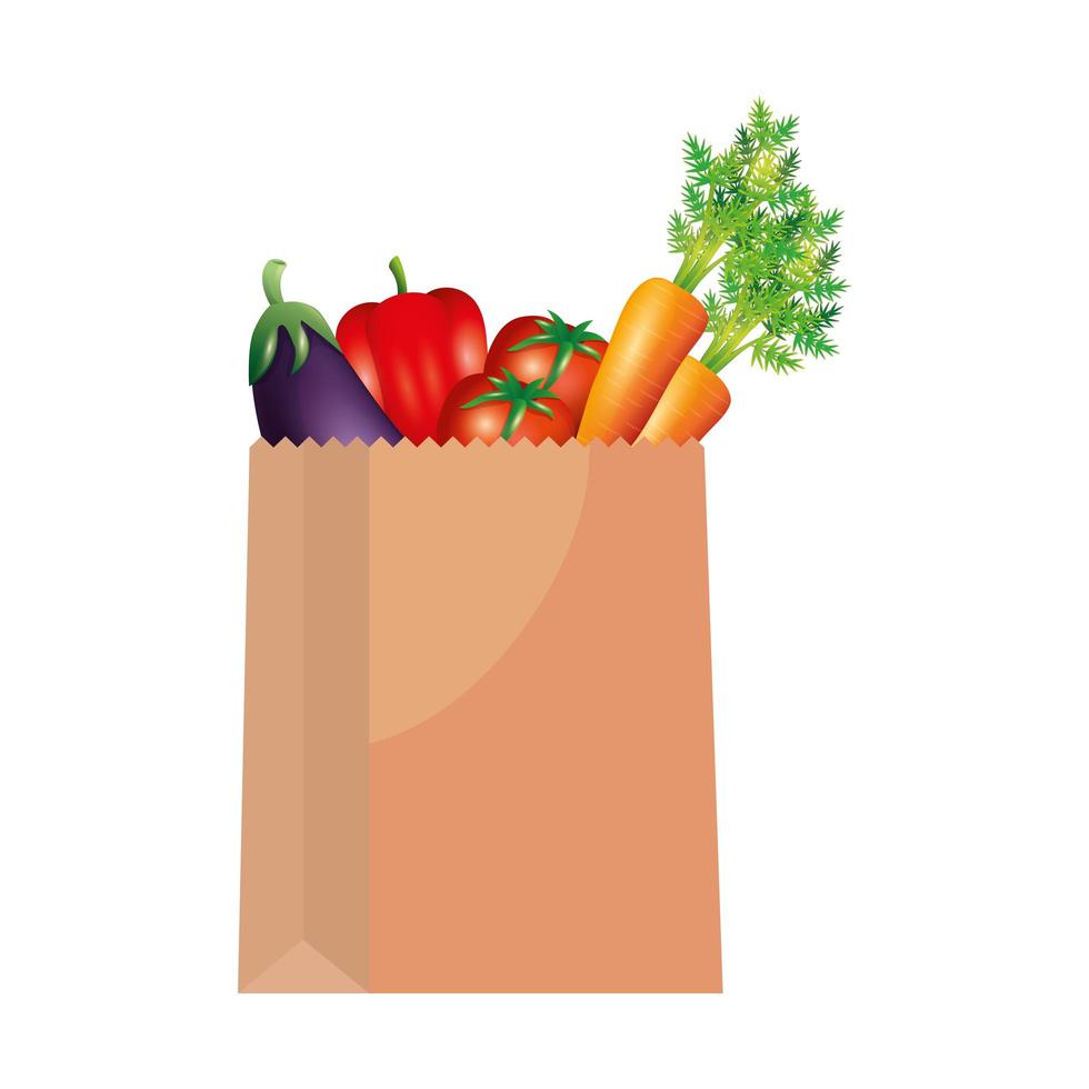 Vegetables inside bag vector design