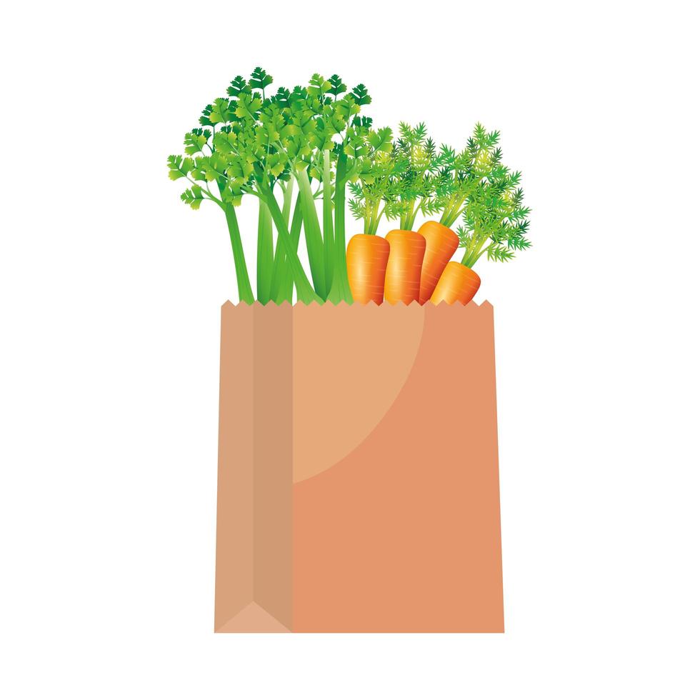 Vegetables inside bag vector design