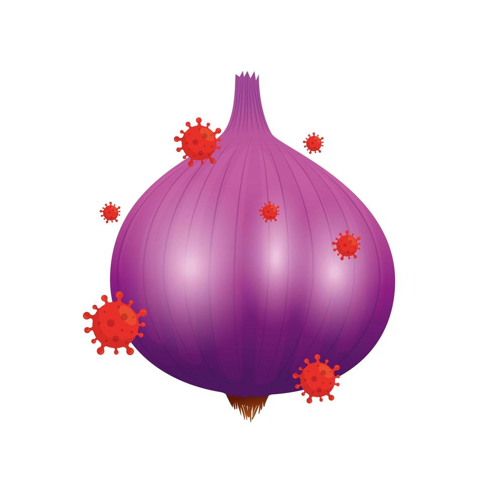 garlic vegetable with covid 19 virus vector design