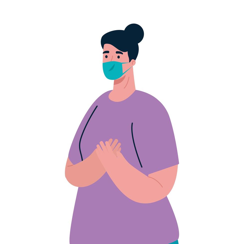 avatar de mujer con diseño de vector de máscara médica