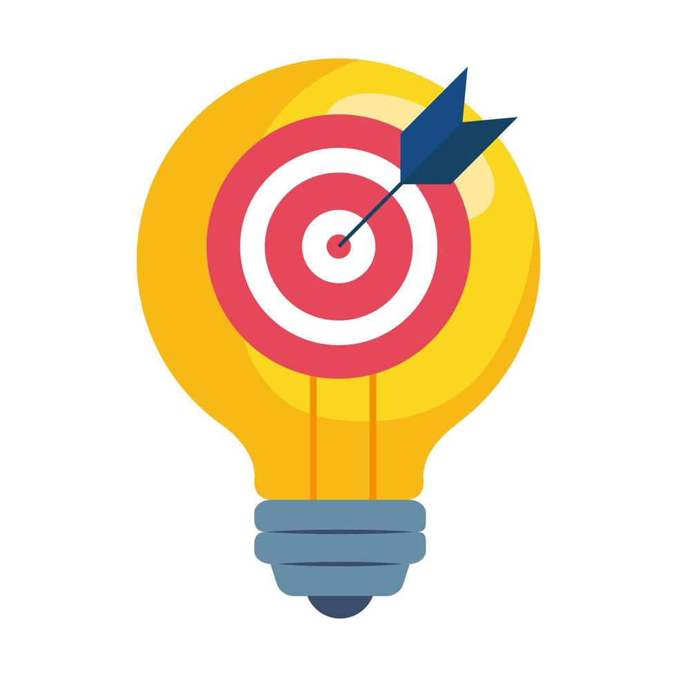 Isolated target on light bulb vector design