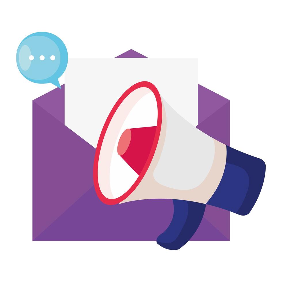 Isolated megaphone with envelope and bubble vector design