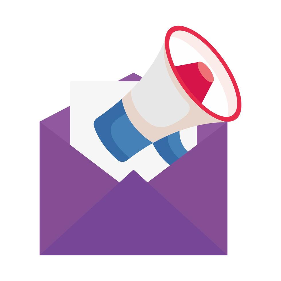 Isolated megaphone inside envelope vector design