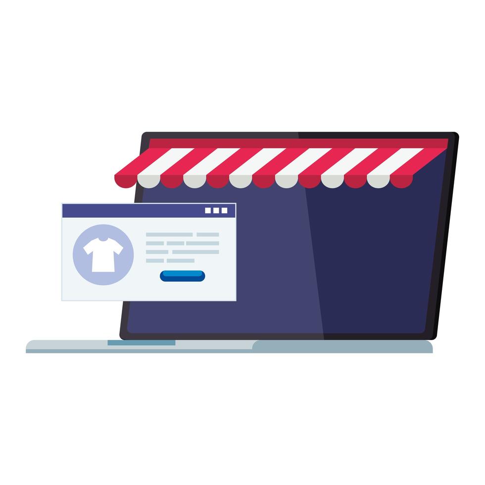 Laptop with tent and website vector design