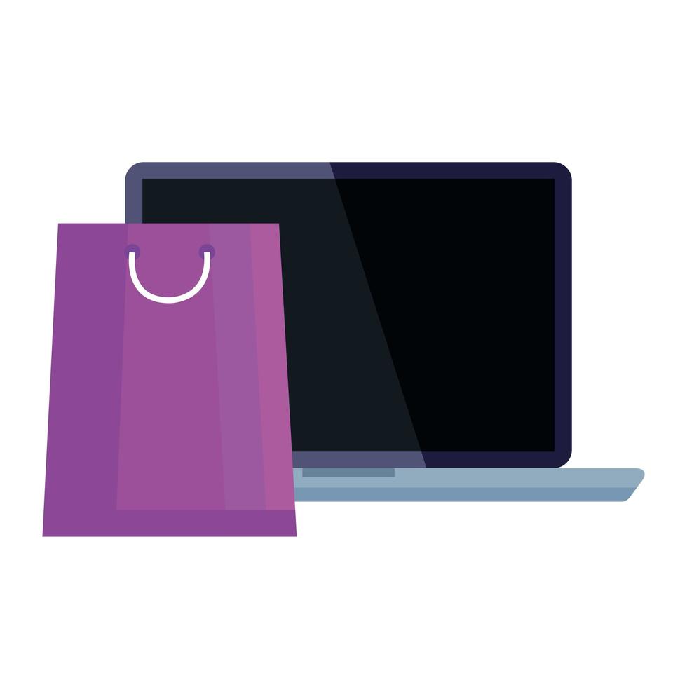 shopping bag and laptop vector design