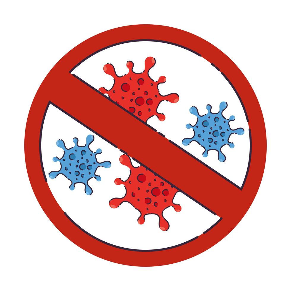 virus covid 19 con diseño vectorial de prohibición vector