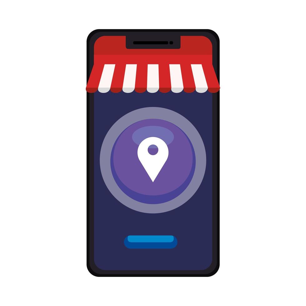 Smartphone with tent and gps mark vector design