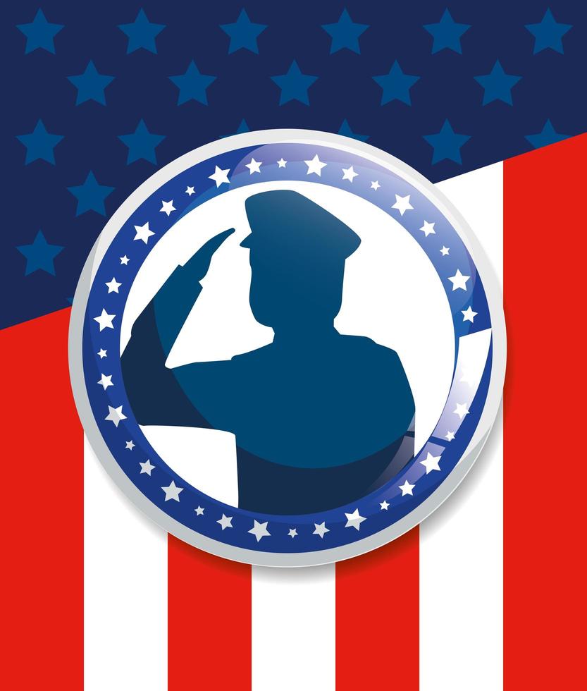 memorial day, honoring all who served, with saluting army soldier silhouette vector