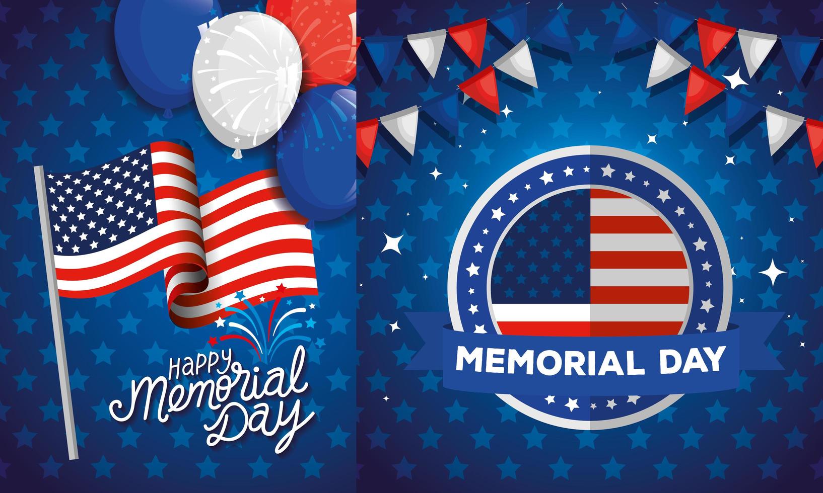 cards memorial day, honoring all who served, with decoration vector